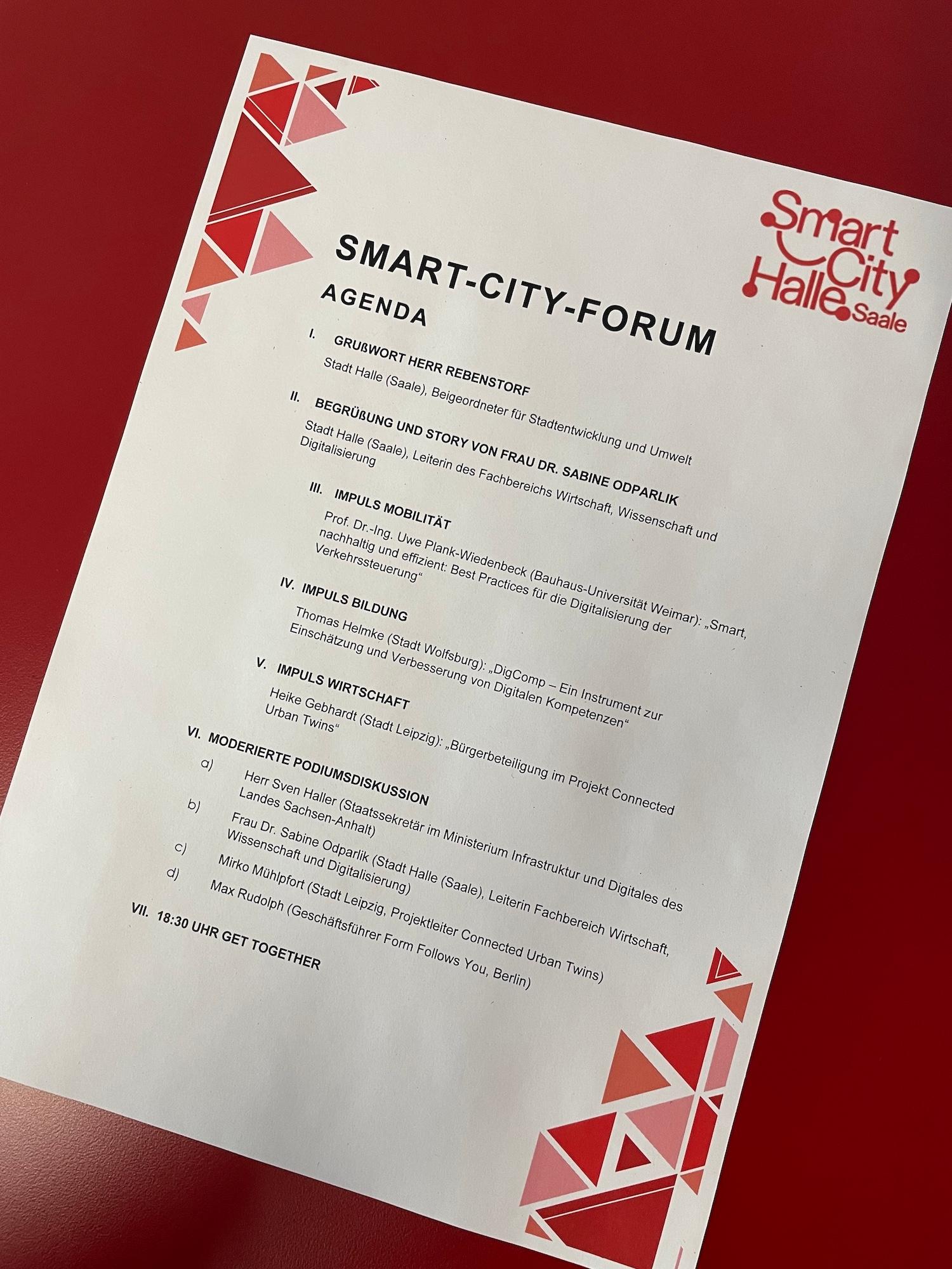 Smart-City-Forum Halle (Saale) am 7. März 2024, Agenda